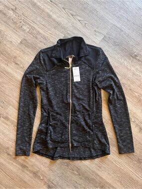 Hard Tail Athletic Zip-Up Scuba Jacket in Black Space-Dye